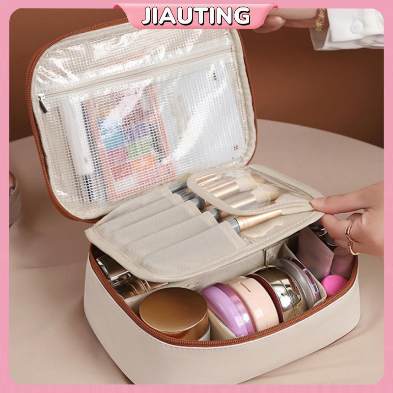 Jiauting 3 Trong 1 Túi Đựng Trang Điểm PU Di Động Dung Tích Lớn Giặt Đa Năng Túi Đựng Mỹ Phẩm Chia T