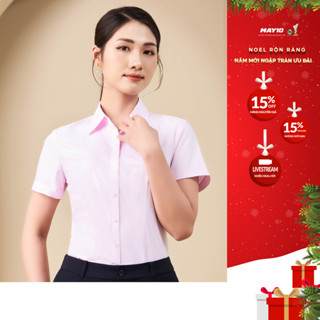  Áo sơ mi nữ màu hồng May 10 mã AM075 