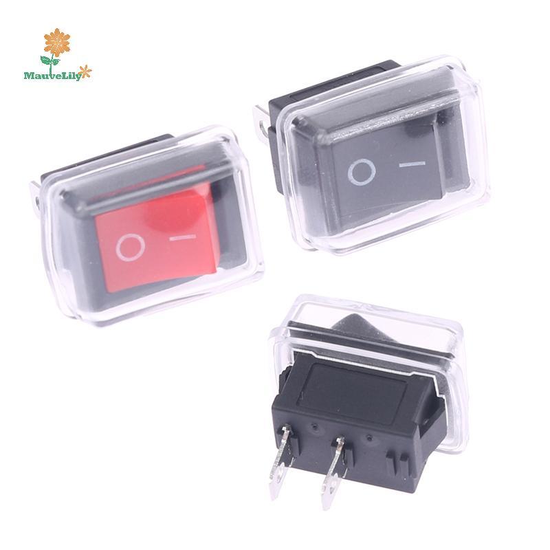 LILY 5 Nút Nhấn Mini Switch 2Pin Bật / Tắt Rocker Switch có nắp chống nước Màu đen uuuu