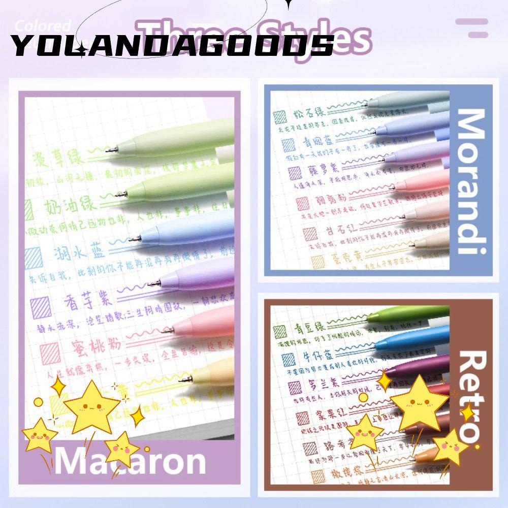 YOLA 6 Màu / Bộ Bút Gel Màu, Bút Bi Mực Màu 0.5mm ST Tip, Creative Macaron / Morandi / Retro Color P