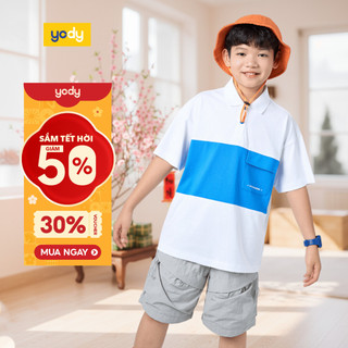  🌸SALE TẾT🌸  Áo thun bé trai dáng rộng YODY vải cotton co giãn thoáng mát BTPO25S076 cần ẩn 