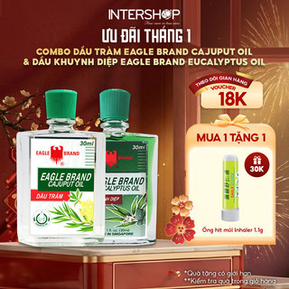  Combo Tinh Dầu Tràm 2 Nắp Eagle Brand Cajuput Oil 30ml + Tinh Dầu Khuynh Diệp 30ml EB0027 