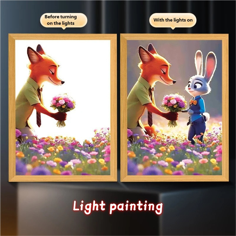 Animal City Theme Light Painting USB Plug-In Acrylic Inkjet Chữa bệnh Trang trí máy tính để bàn