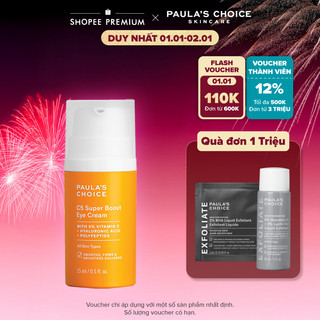  Kem mắt làm mờ quầng thâm bọng mắt và giảm nếp nhăn Paula's Choice 5% Vitamin C C5 Super Boost Eye Cream 15ml 1010 