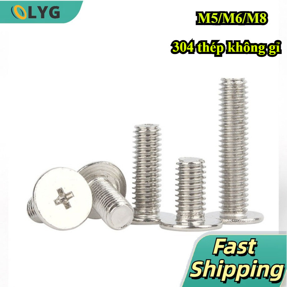 Hàng Có Sẵn Vít Đầu Phẳng Lớn Inox 304 M5-M8 cho Máy Tính / 304 SS Large Flat Head Screw for Compute