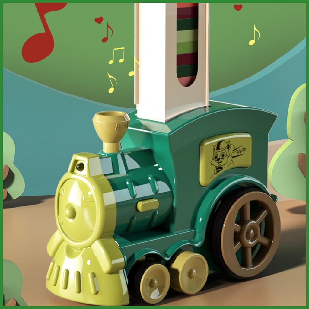 Điện Domino Train Domino Blocks Set Đồ chơi xe lửa điện Domino tự động có mô phỏng Âm thanh Tain mic