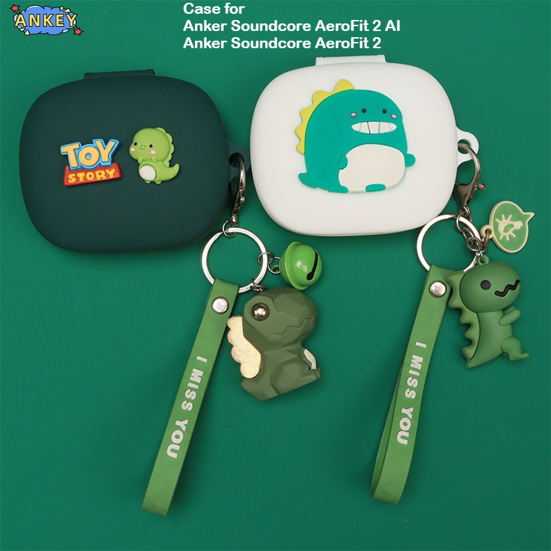 Case for Anker Soundcore AeroFit 2 AI Protective silicone Cute dinosaur Cartoon Covers Soundcore Aer