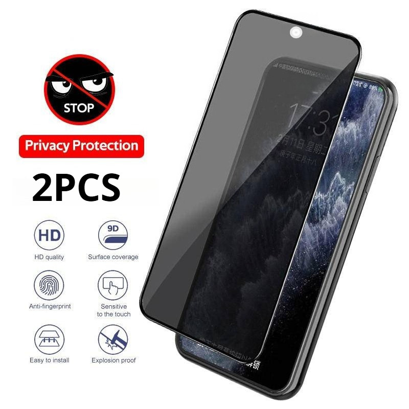 2 Chiếc Cho Blackview Wave Màu Cá Mập 8C 8 6C 9 Chống Gián Điệp Riêng Tư Kính Cường Lực Cho Blackvie