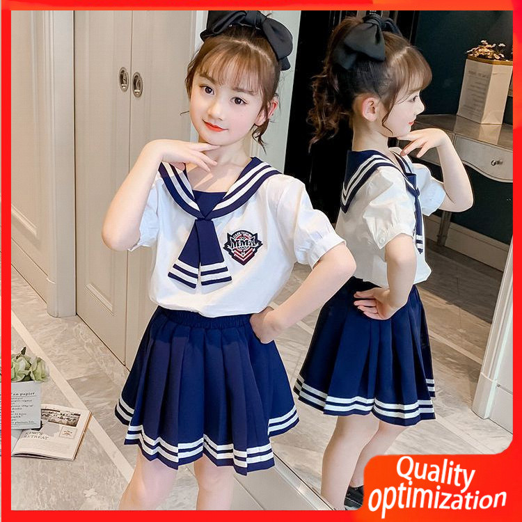 [HM] Đầm Mùa Hè Bé Gái 2026 Phong Cách Mới Cổ Thủy Thủ Phong Cách Preppy Phù Hợp Với Váy Thời Trang 