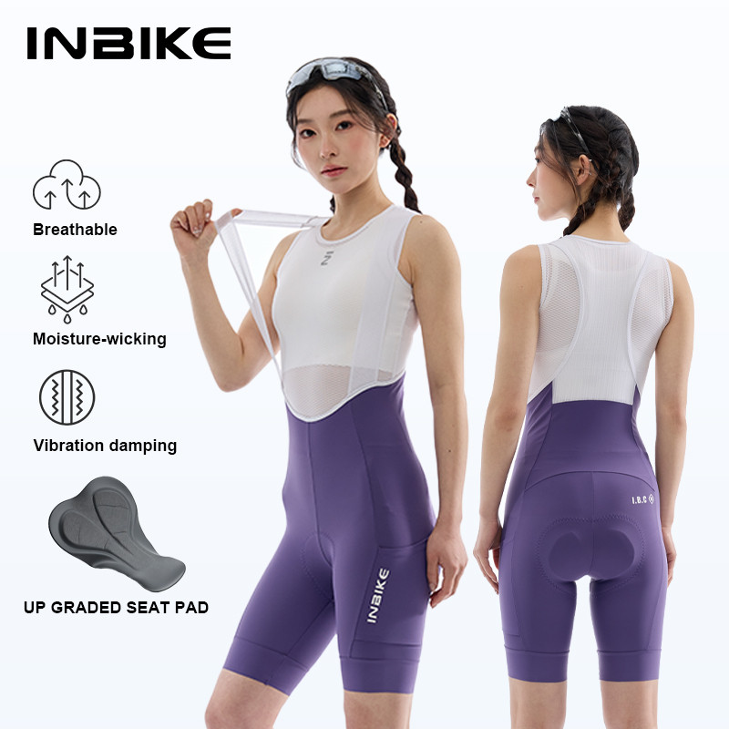 INBIKE 【Hàng có sẵn】Quần đạp xe dây treo nữ INBIKE lót đệm cao cấp thoáng mát chống thấm mồ hôi