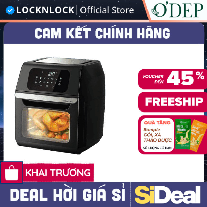 Nồi chiên không dầu LocknLock Chính Hãng, dung tích 12L EJF696BLK - SIDEAL SIL