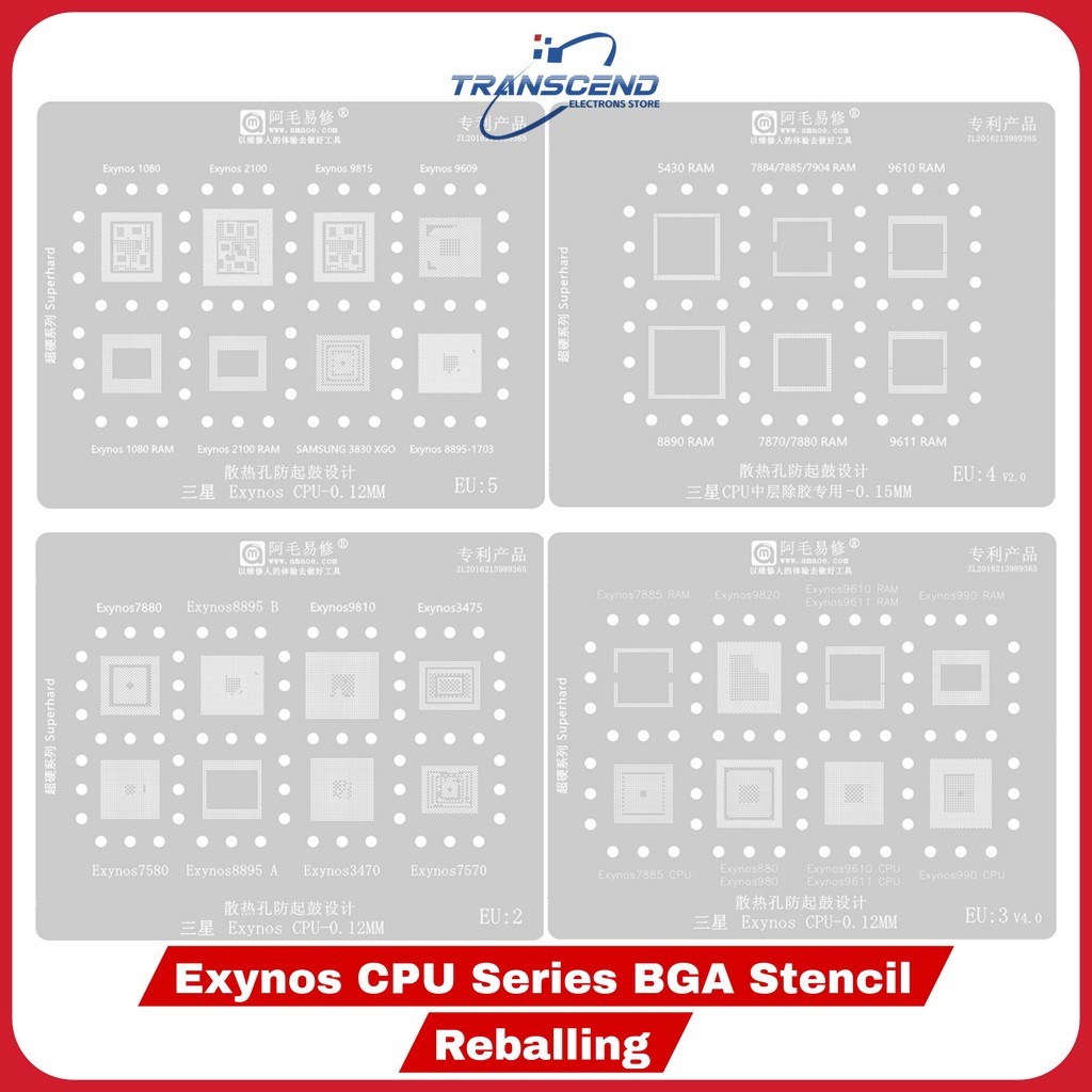 Dòng RAM CPU BGA Stencil Reballing Cho Samsung Exynos 1080 2100 9610 7885 9820 880 8890 7880 990 981