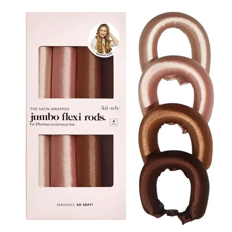 Kitsch Satin Heatless Curling Rod - Jumbo Flexi Rod, Heatless Hair Curler for Overnight, Soft Hair C