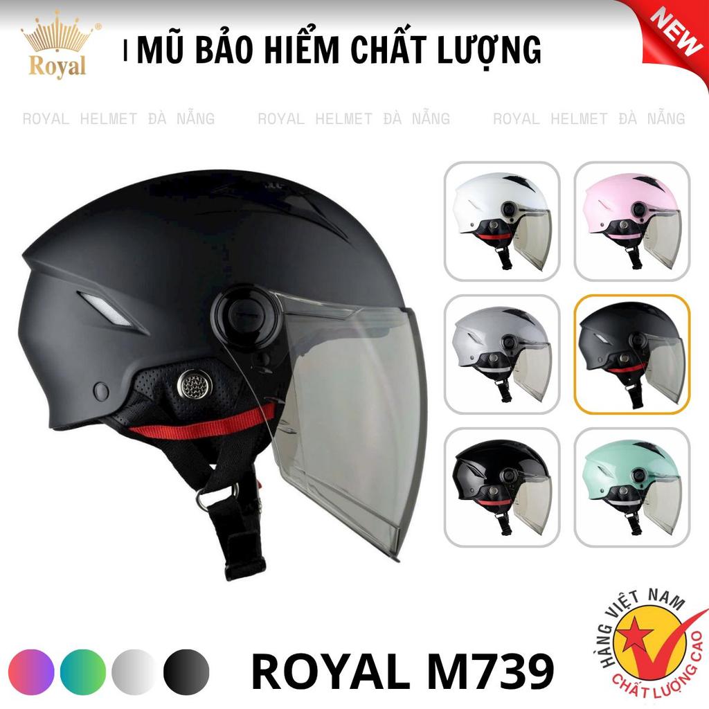 Mũ bảo hiểm nửa đầu Royal M739 có kính che mặt size M L XL XXL cho nam và nữ đi xe máy chính hãng