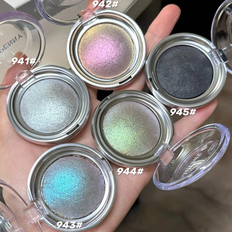 Phấn mắt SPENNY Bột nướng Bảng phấn mắt một màu với khuôn mặt lung linh màu xanh Matte highlight