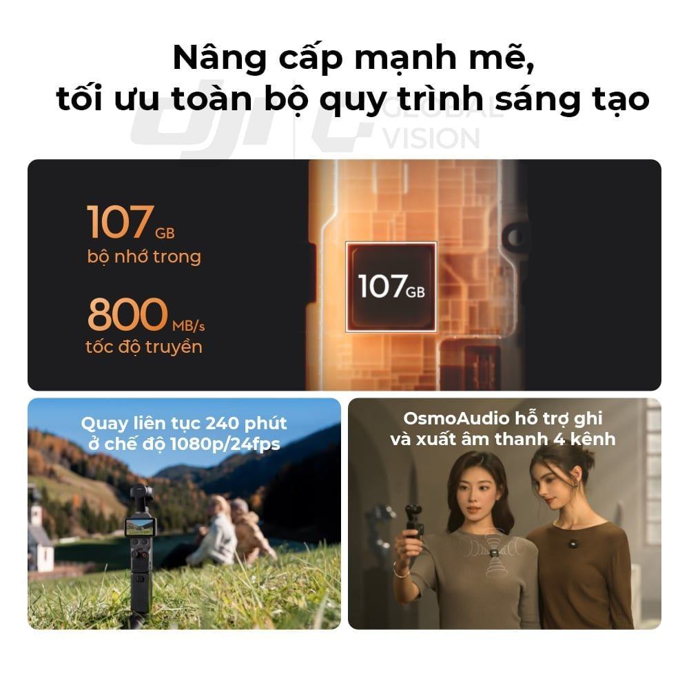 Camera DJI Osmo Pocket 4 - Quay video 6K, ActiveTrack 7.0, CMOS 1-inch, 107GB Bộ nhớ trong - BH 12T | BigBuy360 - bigbuy360.vn