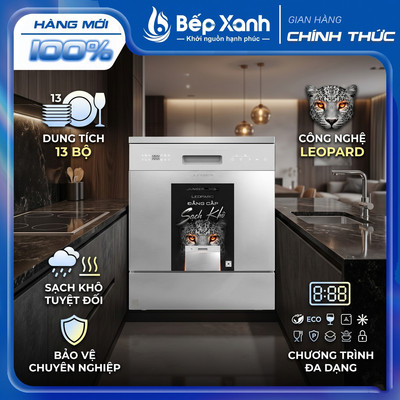 [DIỆT KHUẨN TIA UV] Máy rửa chén bát JUNGER Leopard DWJ-100 Dung tích 12-13 bộ Rửa sạch Sấy khô Bảo Hành 7 NĂM