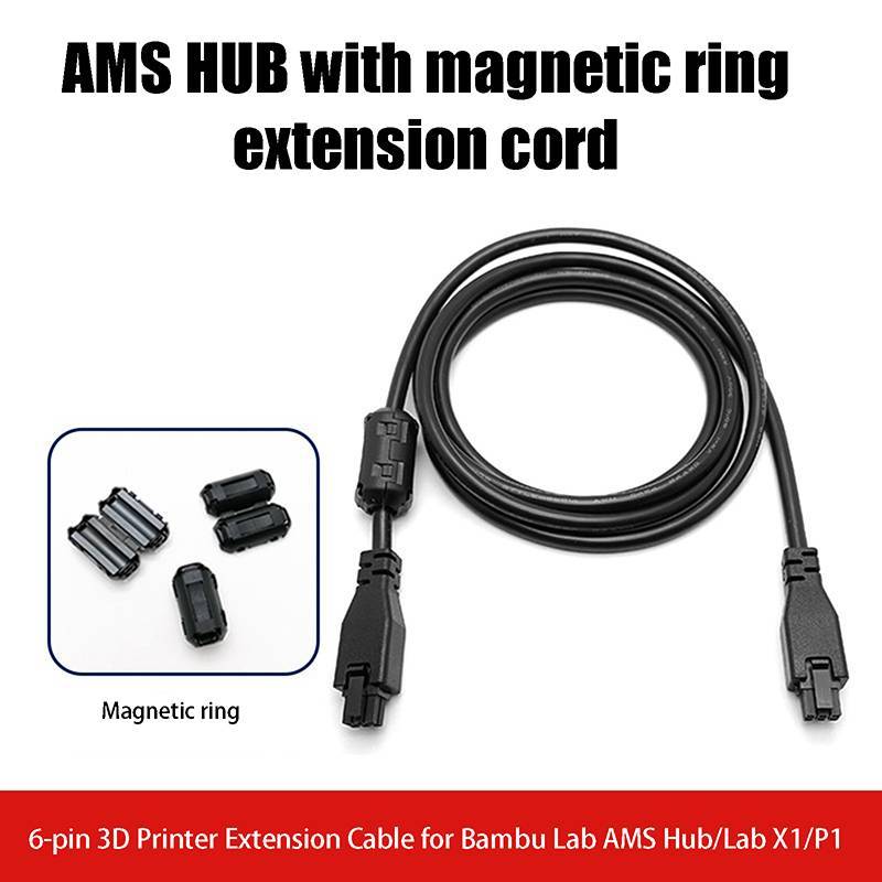 Buildvitbg Cho Bambu Lab X1 / P1 AMS Cáp Nối Dài AMS HUB 1M 2M 6 Chân Với Cáp Nối Dài Vòng Từ Tính C