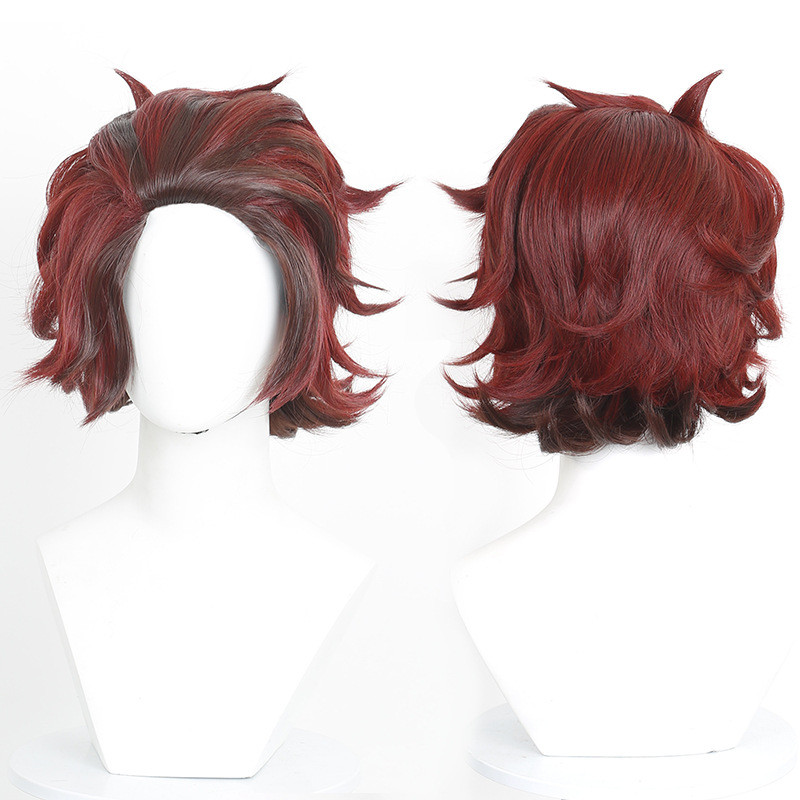 Tóc giả cosplay Demon Slayer Tanjiro, Style ngược, phù hợp tóc ngắnAnime