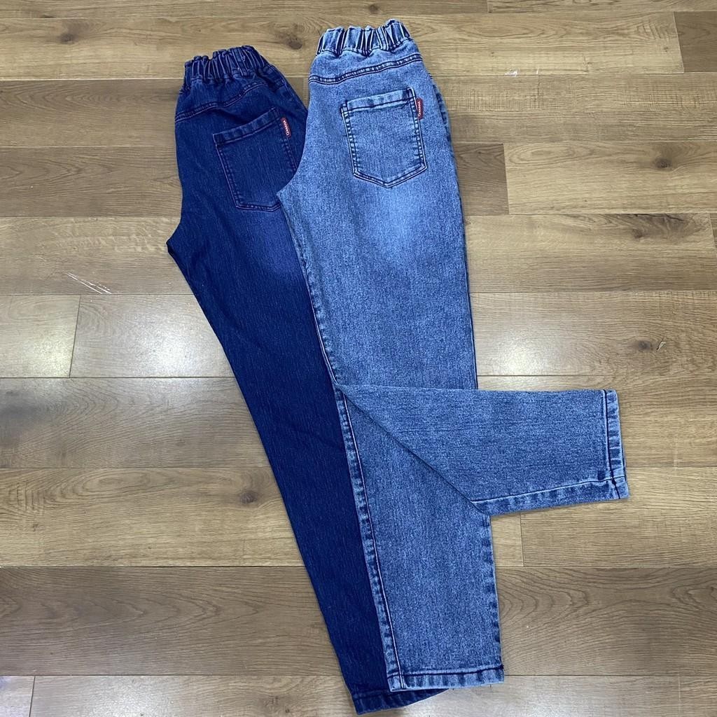 Quần jean baggy nữ, Quần baggy nữ lưng thun co giãn chất jean dày đẹp co dãn mạnh THUYNHIEN COTO