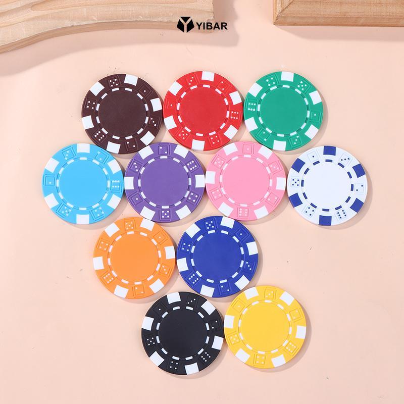 YIBAR 10 Chiếc Nhựa ABS Poker Chips Casino Texas Hold 'em Poker Kim Loại Đồng Xu 11.5g Chip Poker Tr