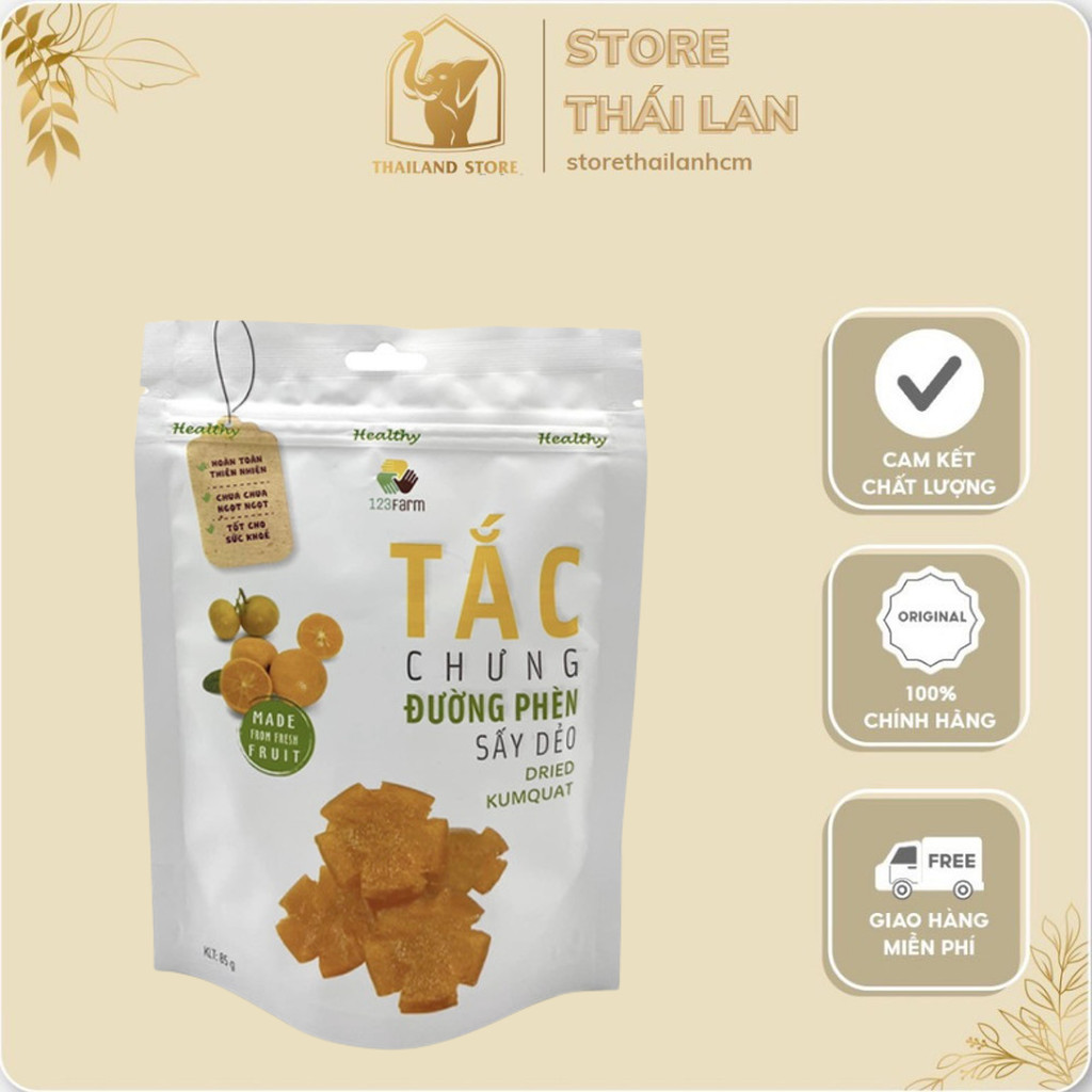 [COMBO 3 GÓI] Tắc Đường Phèn Sấy Dẻo 123Farm -  GÓI 85g