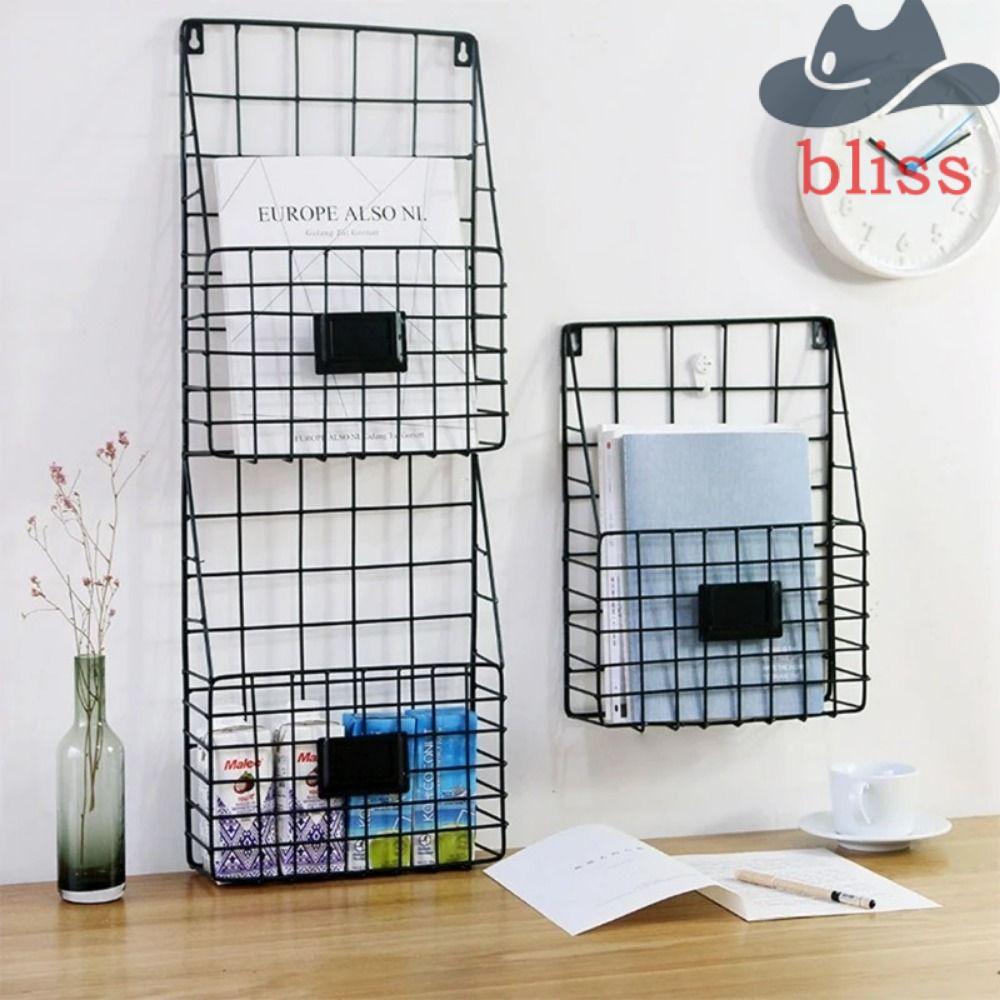 BLISS Magazine File Holder, Treo Tường Dễ Dàng Lắp Đặt Thư, Hữu Ích Chắc Chắn Tay Cầm Nhãn Tấm Dây G