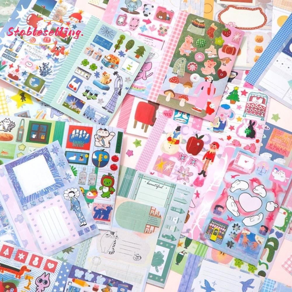 ỔN ĐỊNH Nhãn Dán Sổ Lưu Niệm, 30 Tờ DIY Nhãn Dán Sách, Sáng Tạo Phong Cách Hàn Quốc Nhãn Dán Trang T