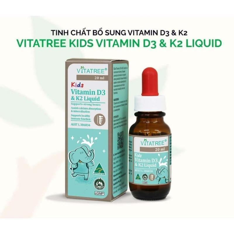 Vitamin D3 & K2 Vitatree Kids Liquid 20ml bổ sung canxi