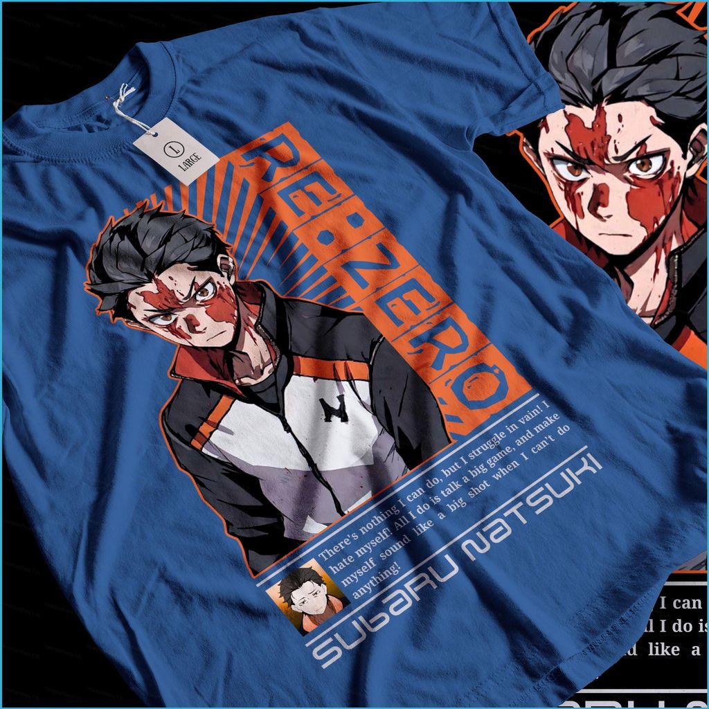 NS1 Re ZERO Natsuki Subaru Full Graphic Áo thun mùa hè Anime tay ngắn SN1