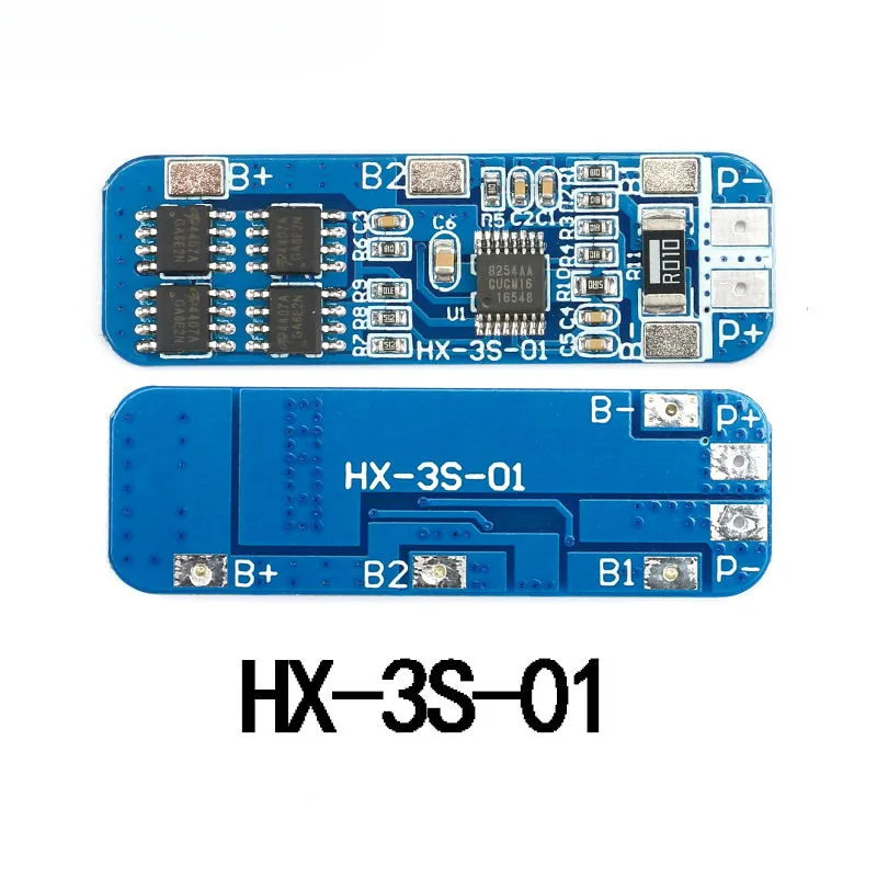 2 Chiếc 3S 10A 12V 18650 Pin Lithium Ban Sạc 18650 Pin Li-Ion Sạc BMS HX-3S-01 Mô-đun Bảo Vệ 11.1 V 