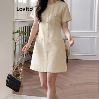  Lovito Váy thanh lịch Đầm trơn cho nữ LNE69055 