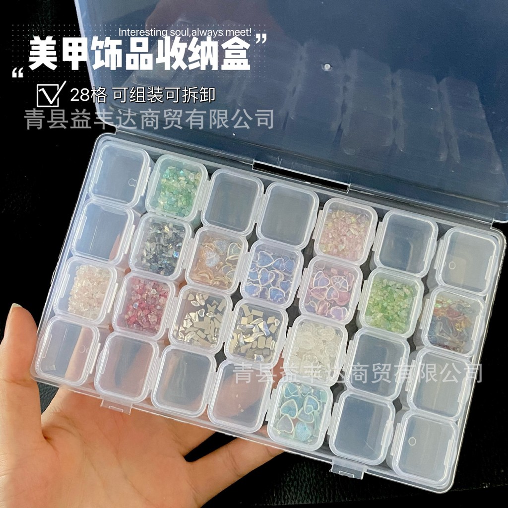 Spot Goods#28Grid Nail Drill Storage Box Dental Drill Storage Box Jewelry Storage Box Dental Drill S