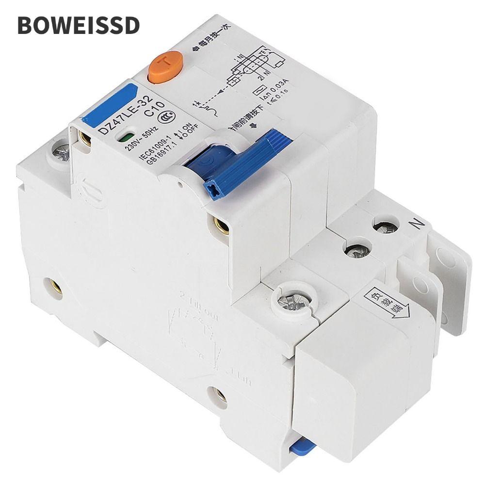 Bộ ngắt mạch dư BOWEISSD, Bộ ngắt mạch bảo vệ rò rỉ 1P + N 10A, Bộ ngắt mạch 230V DZ47LE-32 DZ47LE-3