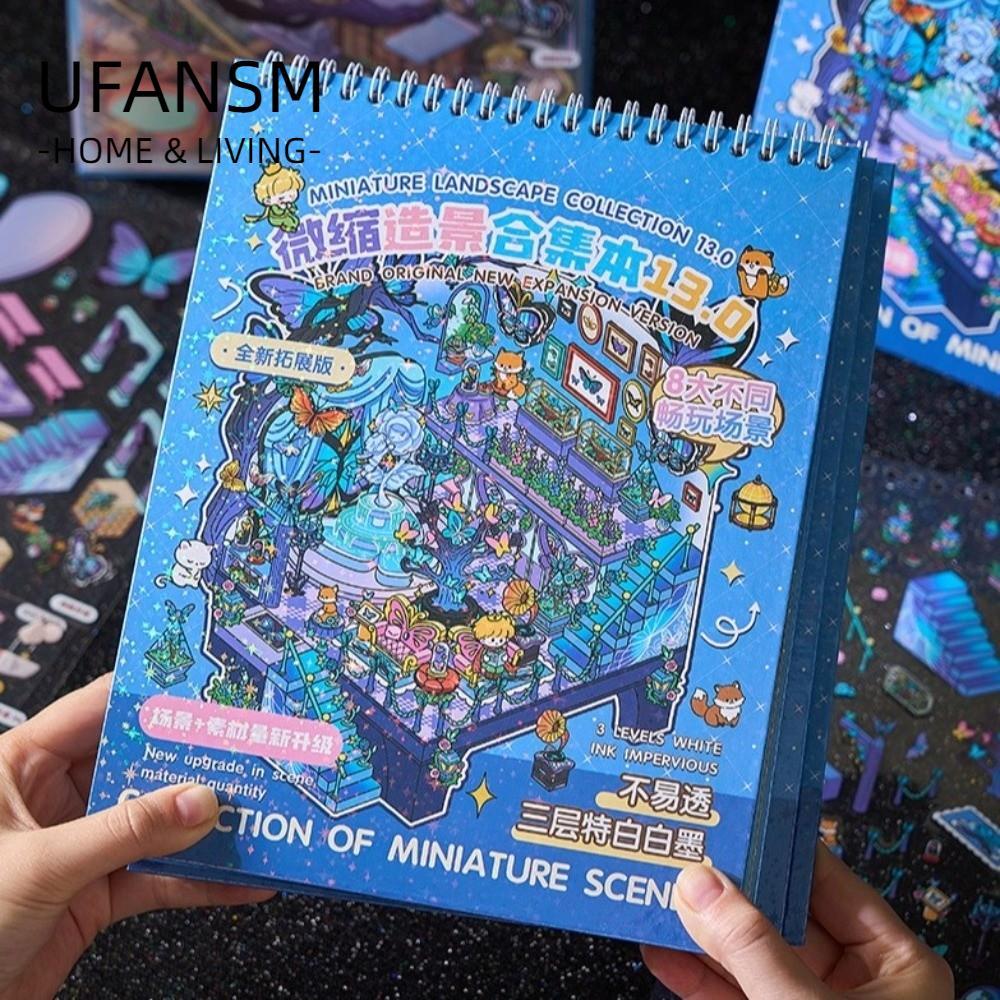 Nhãn dán xếp chồng trực quan UFASM, 15 tờ 8 cảnh DIY Crafting Mini Scene Sticker, 13.0 Nhãn dán cảnh
