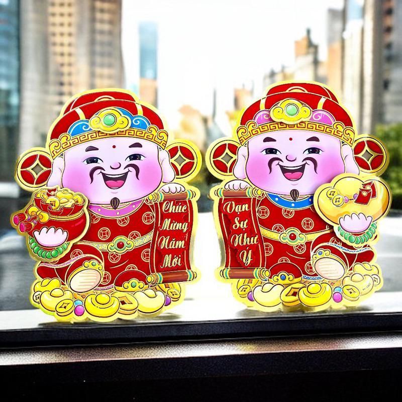 【Tặng Keo Dán】 Set 2 Ông Thần Tài Vui Vẻ Dán Cửa Trang trí Tết Decor Decor Phòng Decor Decor Phòng