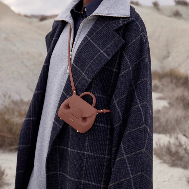 POLENE Vintage Mini Da Thật Chính Hãng Túi Cười Thiết Kế Niche Túi Xách Sang Trọng, Thời Trang, Đa N