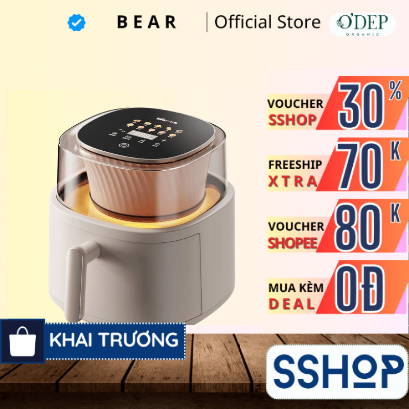 Nồi chiên không dầu 6L Bear QZG-F15G1 - Hàng Chính Hãng - SSHOP SSO