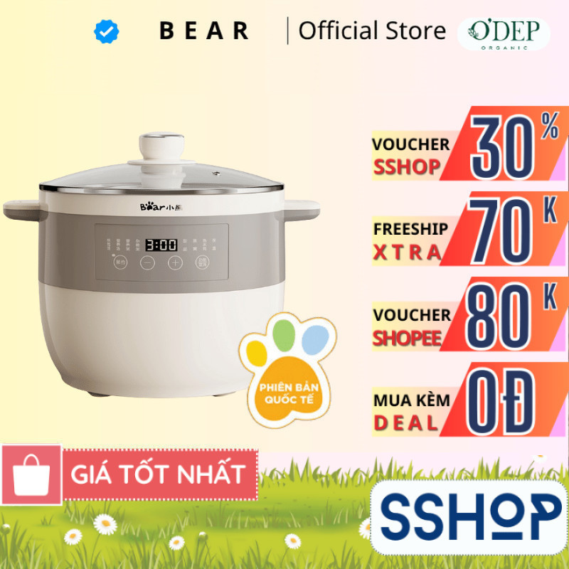 Nồi Nấu Chậm 2.5L Đa Năng Bear DDZ-B25Q3 - Hàng Chính Hãng - SSHOP SSA