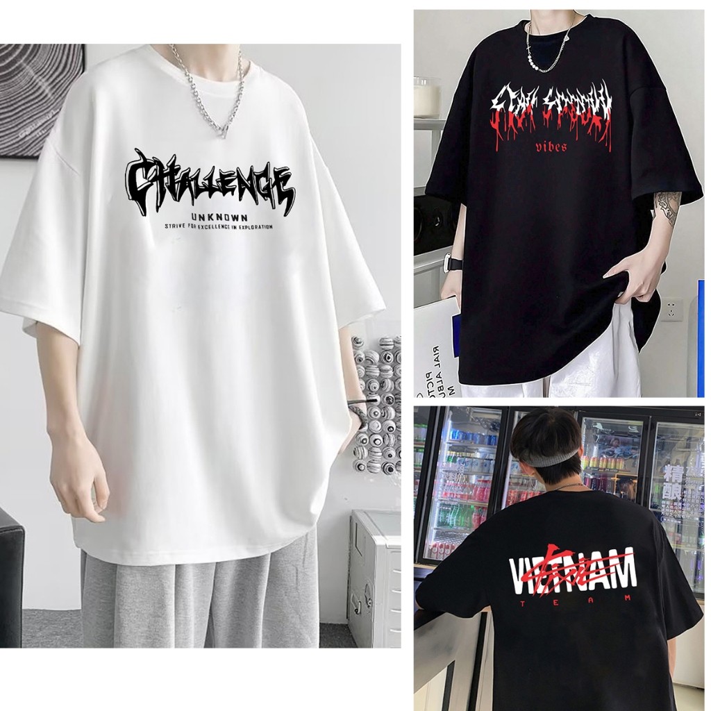3 Áo 99k Nam Nữ Unknow Trắng Vietnam Đen Viber Blak Tay Lỡ Cổ Tròn Unisex