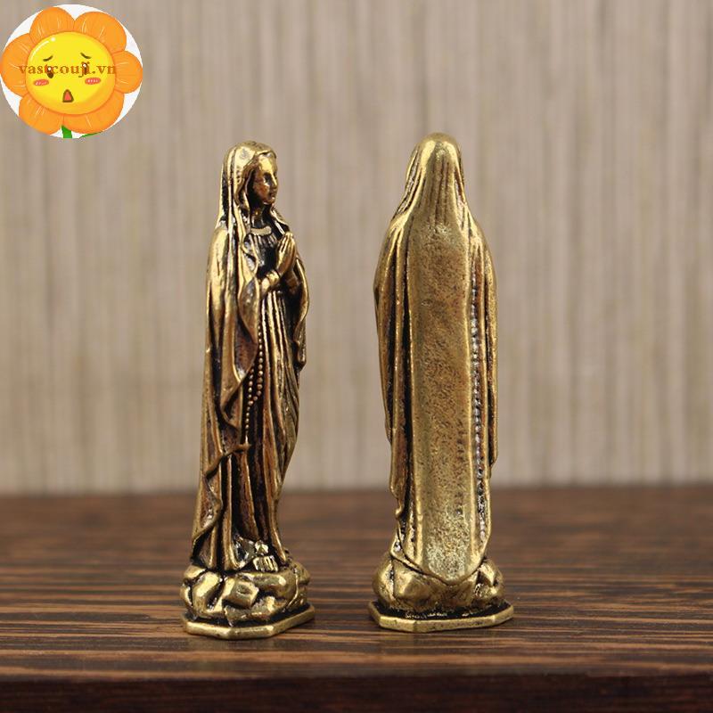 VASTJI Đồng Maria Tượng Mặt Dây Chuyền Đồng Thau Maria Tượng Đồng Nguyên Chất Vintage Đức Trinh Nữ M