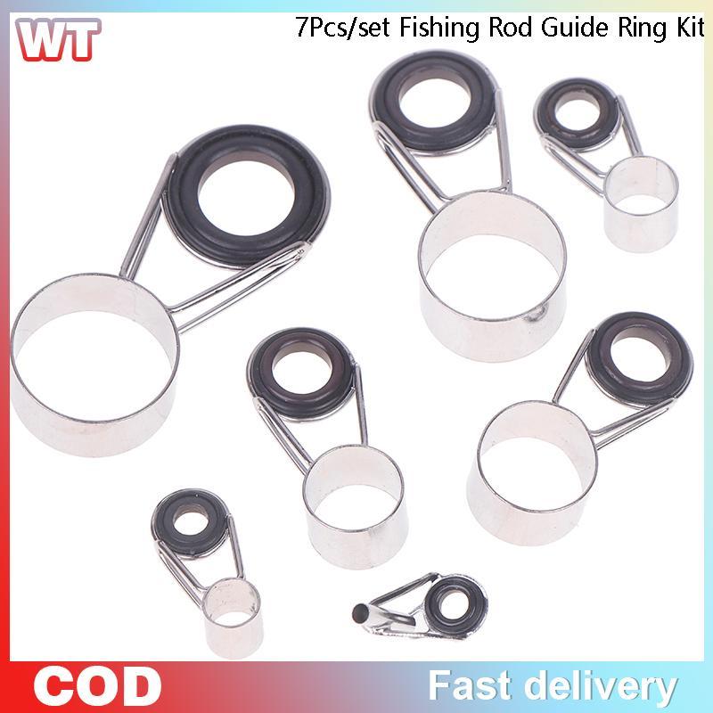 [WT] 7Pcs/set Fishing Tale Stainless Steel Repair Kit Set Fishing Rod Guide Ring Tip Fishing Pole Ci