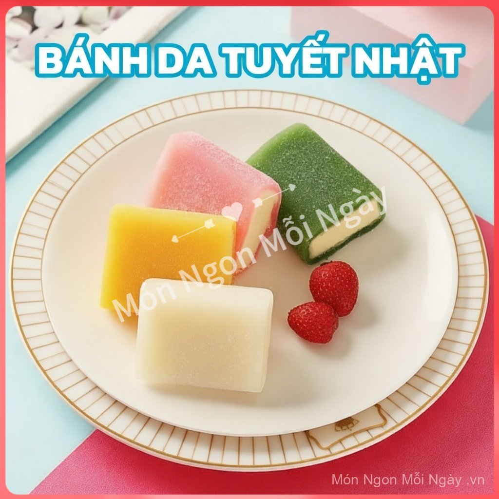 [Ngon cực]Bánh da tuyết mochi bông lan kiểu Nhật mix 4 vị trái cây, dẻo mềm, thơm ngon và bổ dưỡng