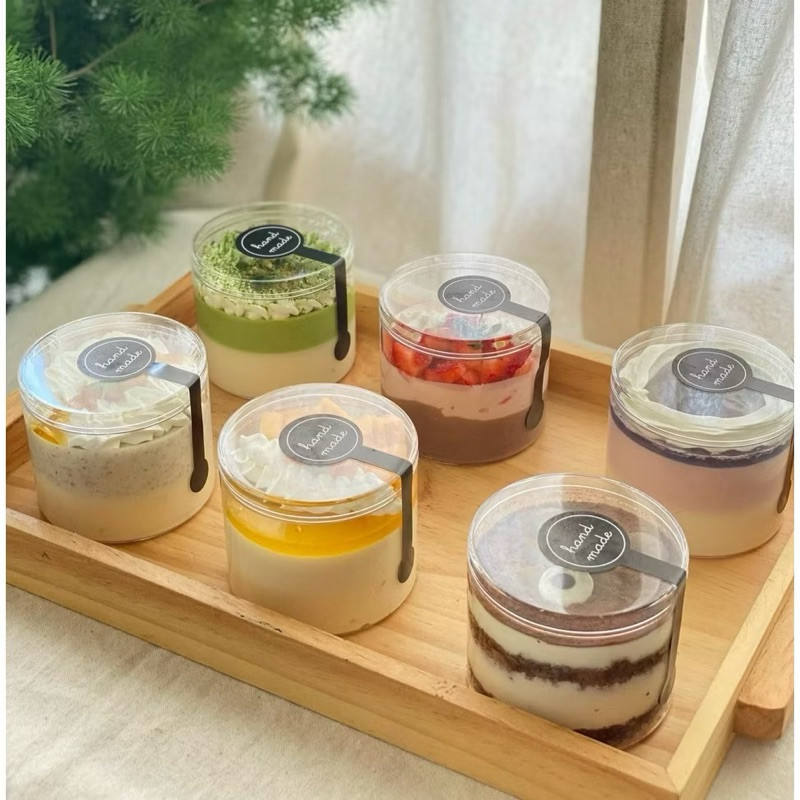 set 10 Cốc Mica Tròn 200ML - GD2017  đựng bánh mousse, Panacota (có nắp)