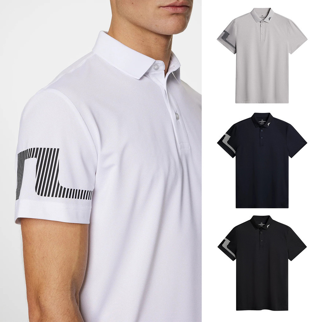 Áo sơ mi Polo JLindeberg sọc cuff logo size 44