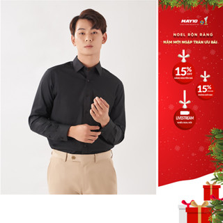  Áo sơ mi nam dài tay màu đen dáng suông May 10 mã 010122912L2 