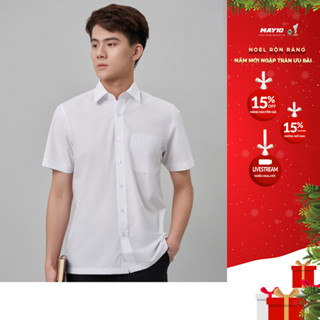  Áo sơ mi trắng nam cộc tay May 10 mã 010122932WON AT049 dáng suông 