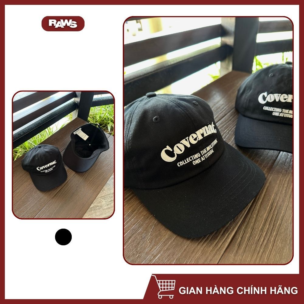 [SALE] Mũ lưỡi chai Covernat đen logo thêu Hàn Quốc chính hãng - Raws
