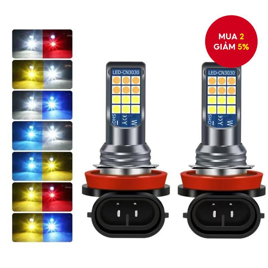 1 Chiếc 24LED Hai Màu H11 Xe Ô Tô LED Sương Mù H3 Bóng Đèn LED H7 H8 Siêu Sáng Đèn Sương Mù Ô Tô 900