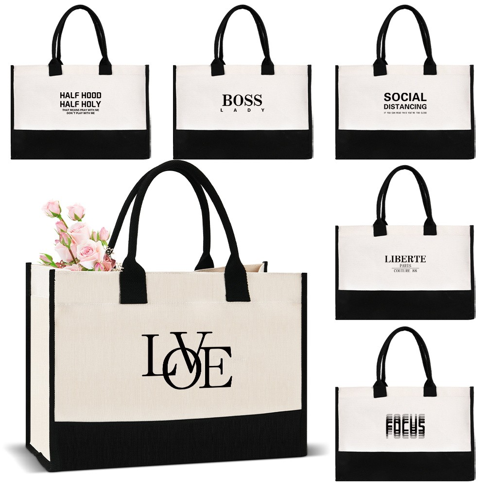 Jute tote bag Holiday shopping bag Environmental Fashionable and elegant In stock Large capacity com